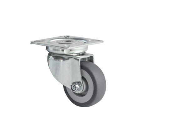 Imagen de RUEDA GIRATORIA PLACA CROMADA 1.5" HULE TERMOPLASTICO CAPACIDAD 20KG